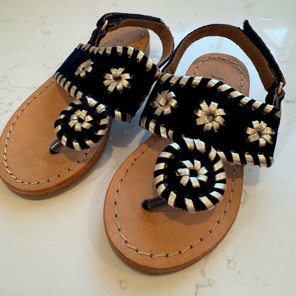 Baby/Toddler Jack Rogers, Navy and Gold, Size 7, perfect condition